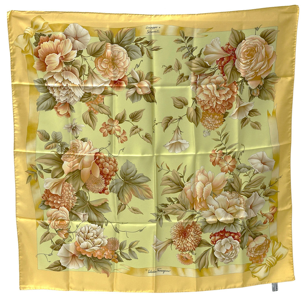 Salvatore Ferragamo Ferragamo scarf/muffler for women, brand name, silk, yell...